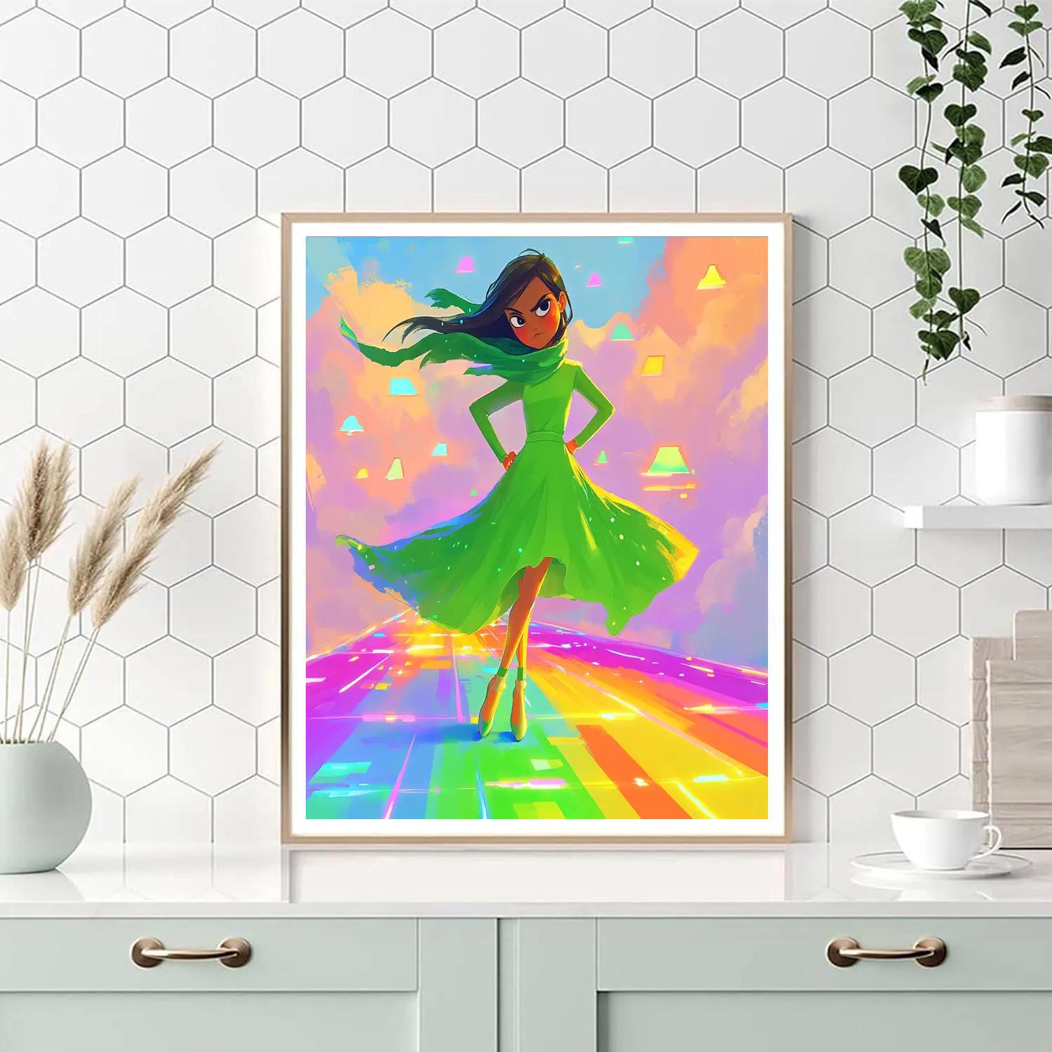 Disgust Rainbow Fashion Walk Disney Inspired DIY paint by numbers