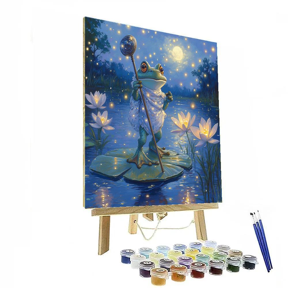 Naveen Frog Lily Pad Moon Dance Disney Inspired Painting by numbers kit