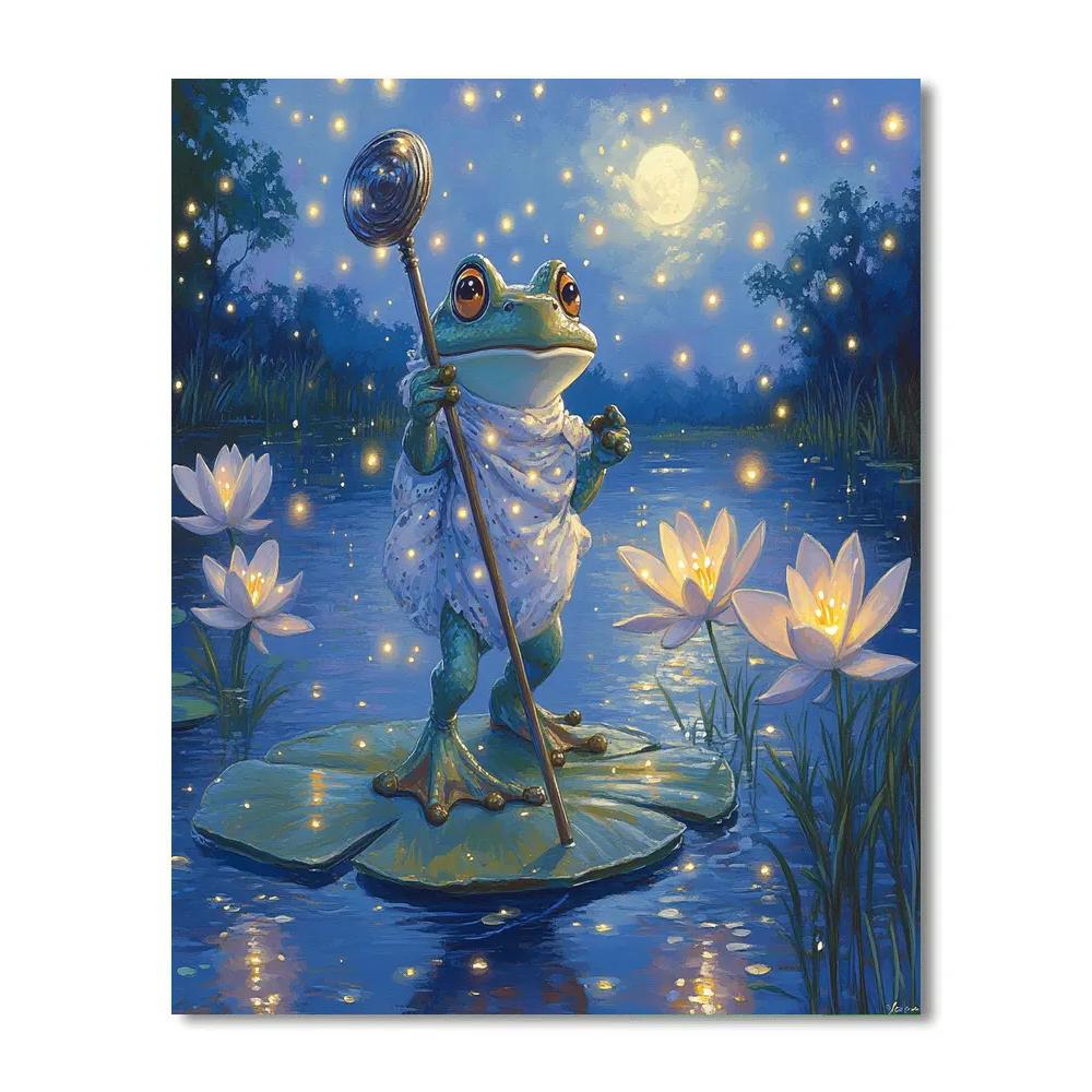 Naveen Frog Lily Pad Moon Dance Disney Inspired Painting by numbers kit