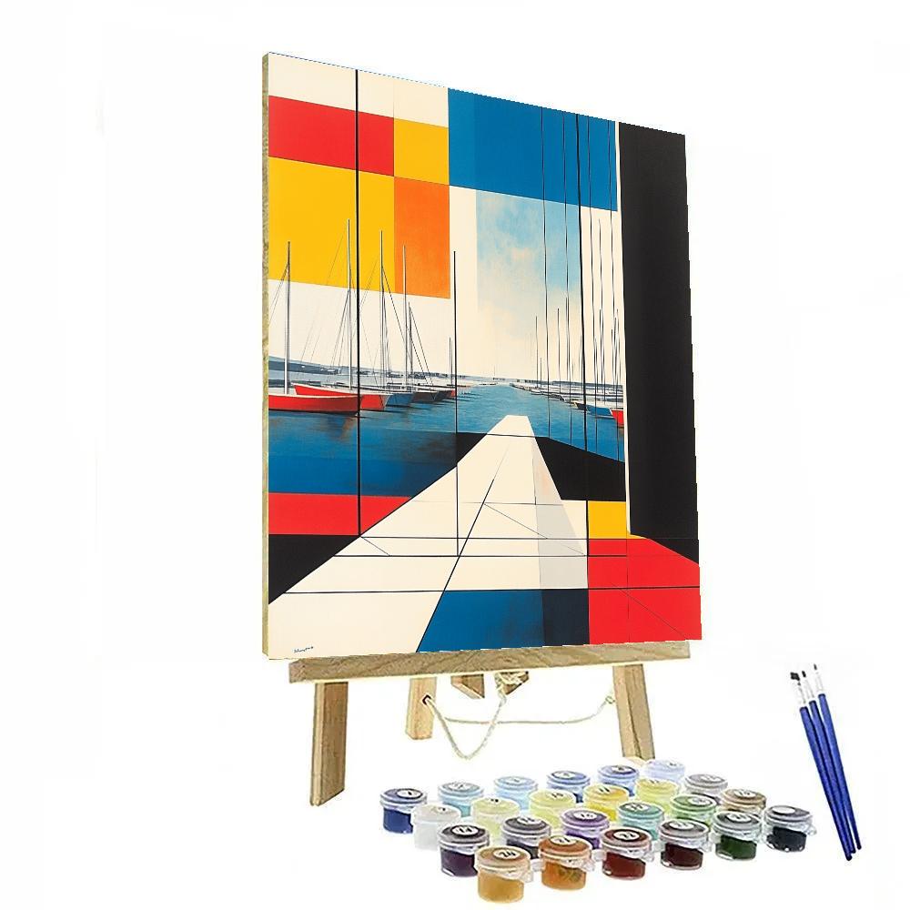 Piet Mondrian Inspired Harbor Grid Paint by numbers art