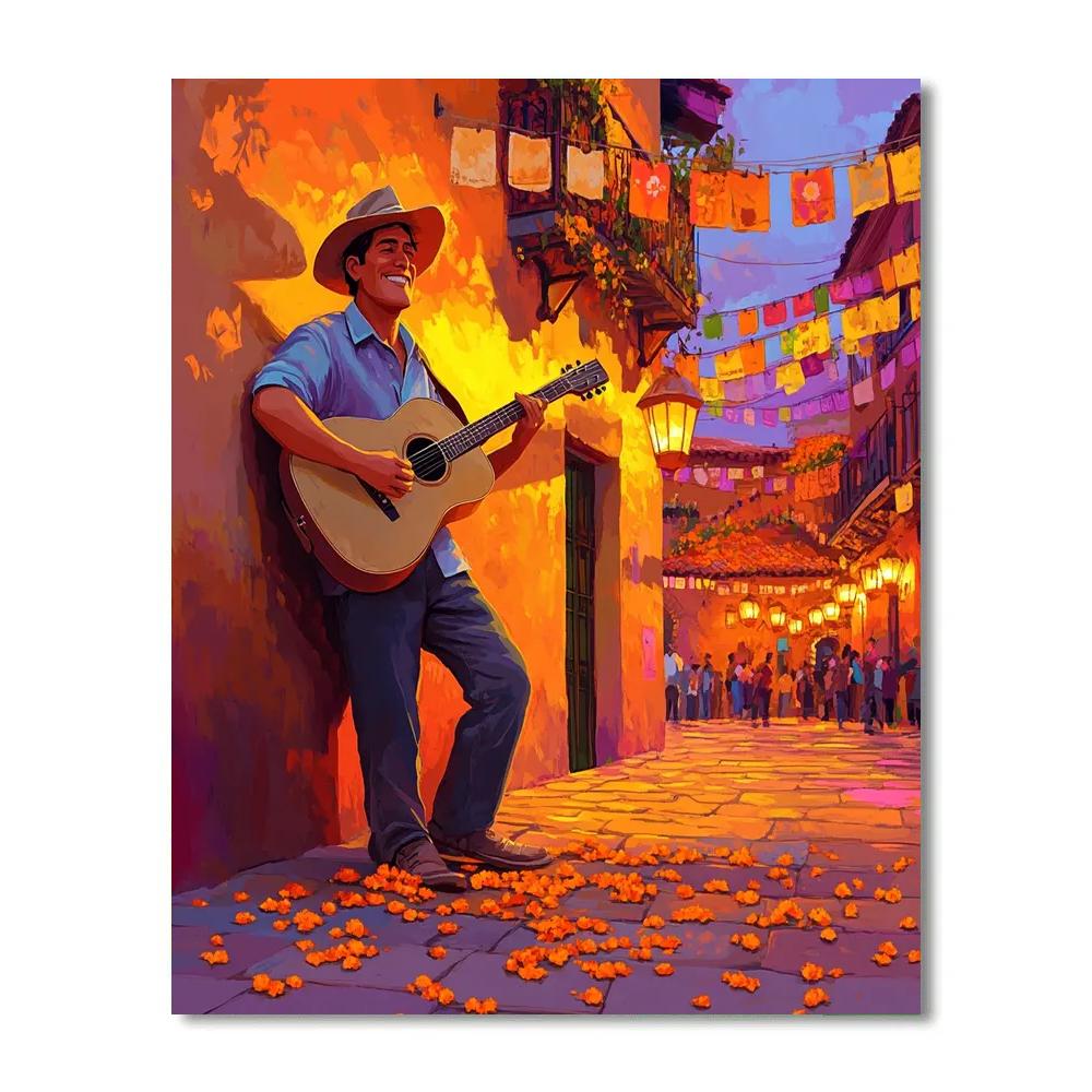 Hector Plaza Guitar Lantern Night Disney Inspired paint by number