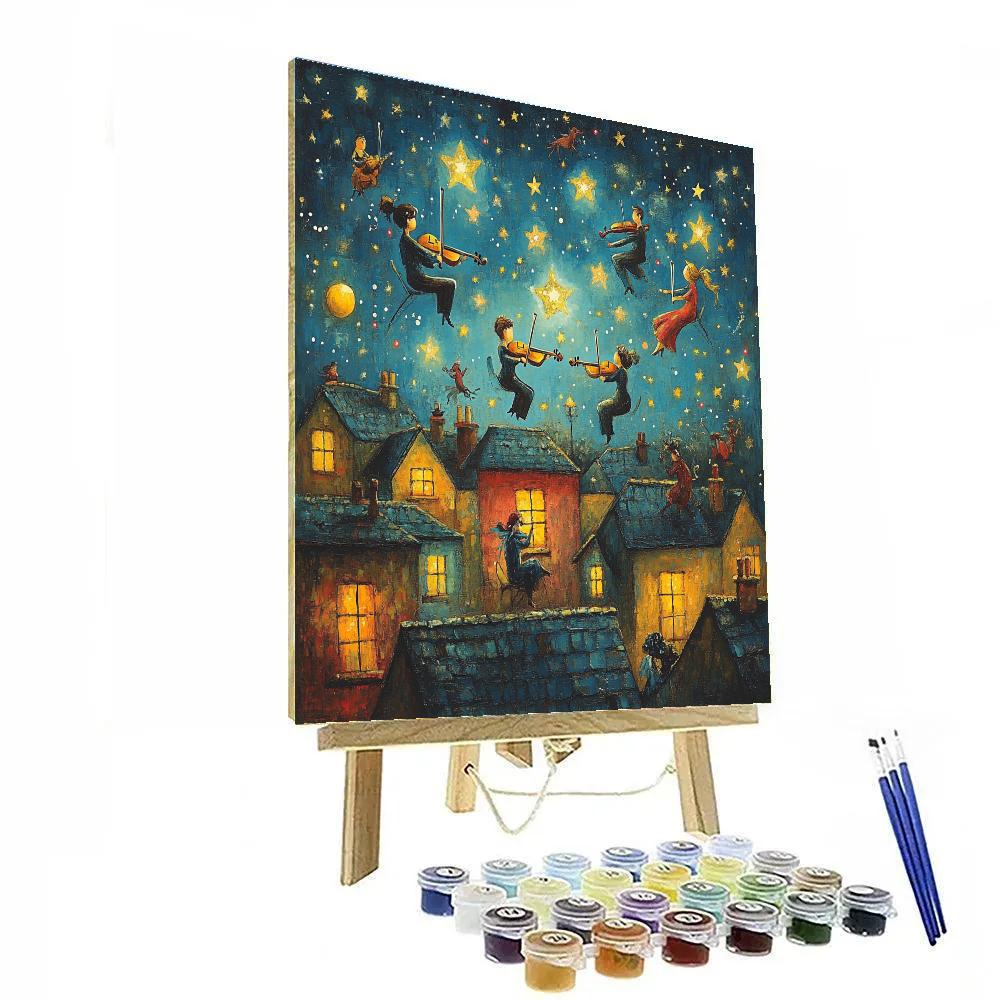 Marc Chagall Inspired Floating Violinists painting number kit