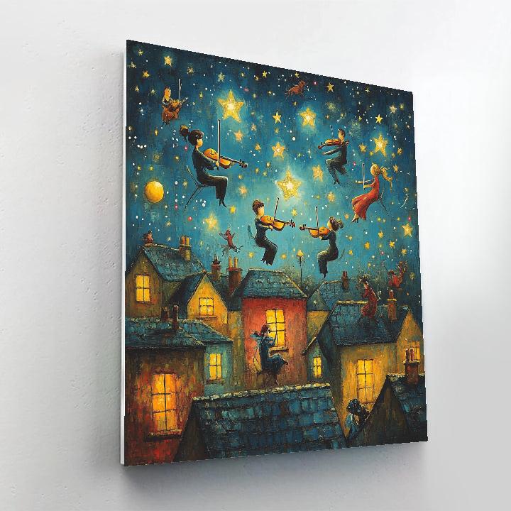 Marc Chagall Inspired Floating Violinists painting number kit