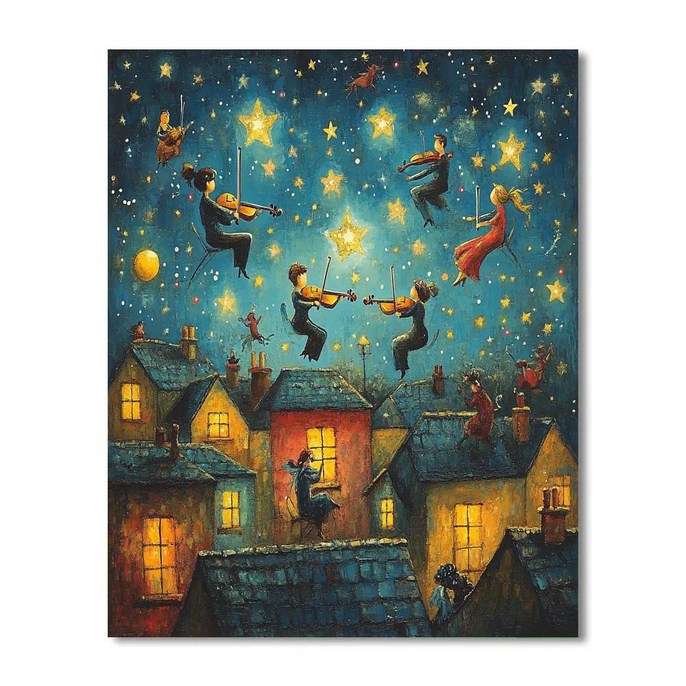 Marc Chagall Inspired Floating Violinists painting number kit