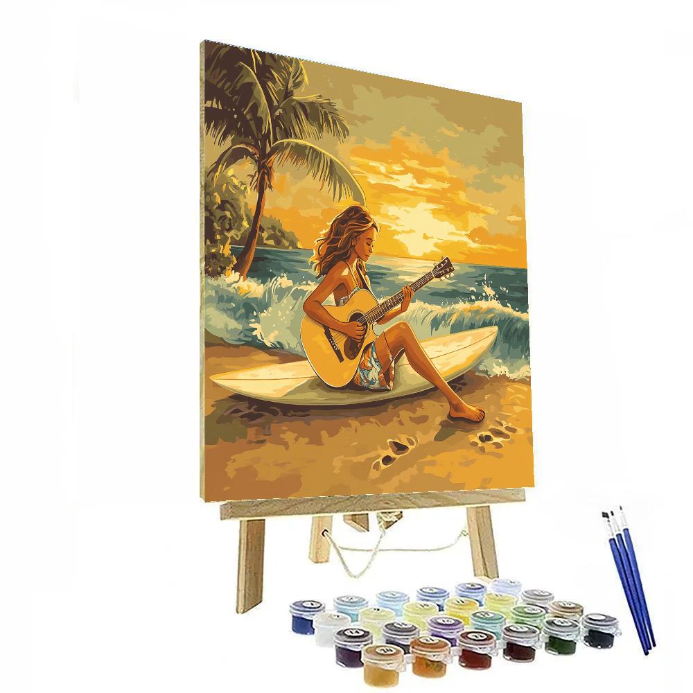 Nani Surfside Sunset Guitar Chill Disney Inspired Numbered painting kits