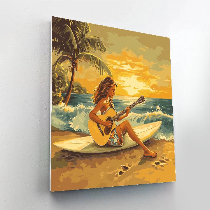Nani Surfside Sunset Guitar Chill Disney Inspired Numbered painting kits