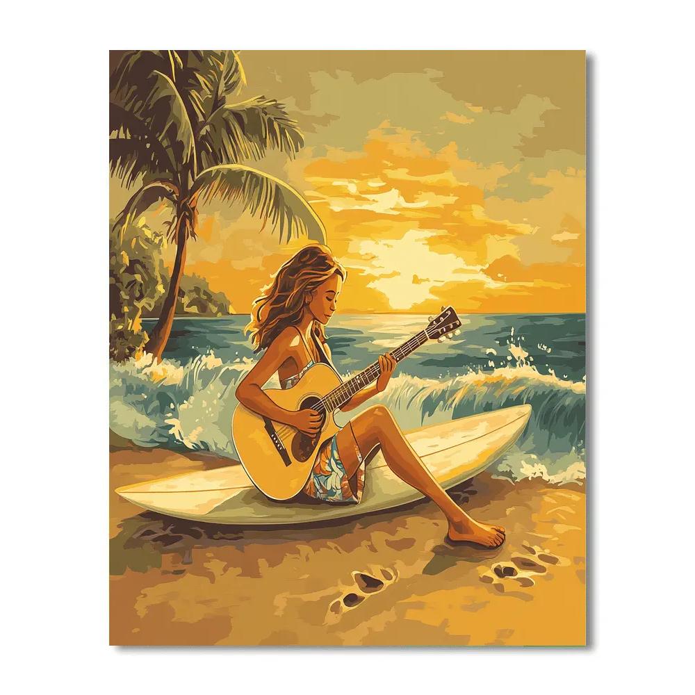Nani Surfside Sunset Guitar Chill Disney Inspired Numbered painting kits