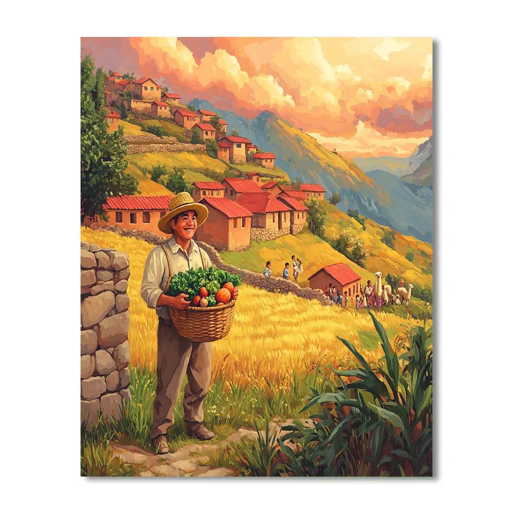 Pacha Sunset Village Fields Disney Inspired DIY paint by numbers