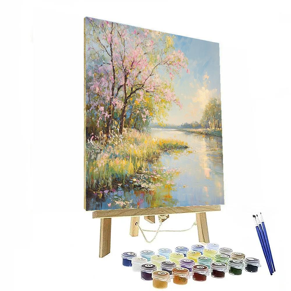 Claude Monet Inspired Riverbank Blossoms paint by number