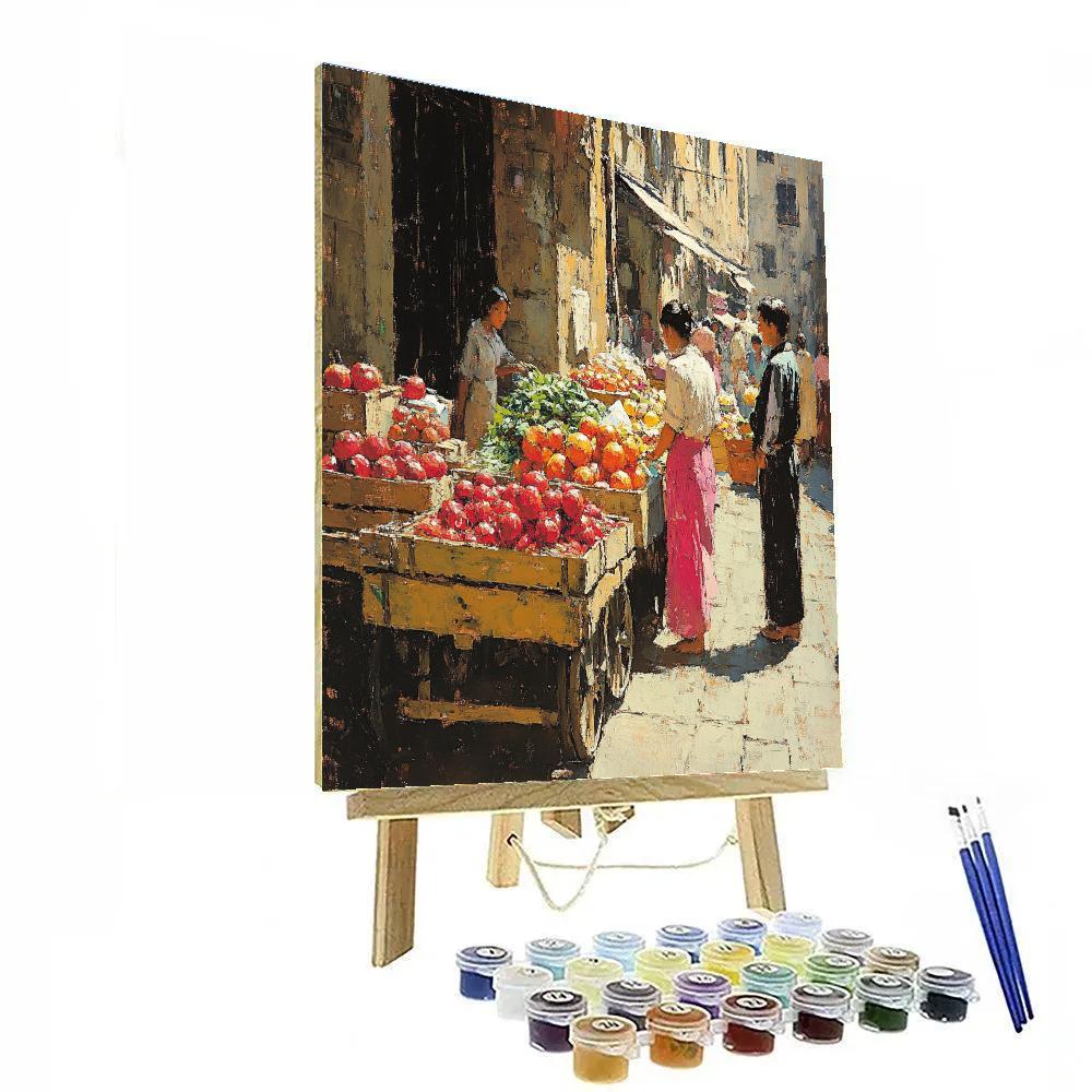Edouard Manet Inspired Market Morning paint by color