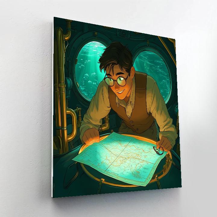 Milo Thatch Submarine Chart Study Disney Inspired paint by numbers