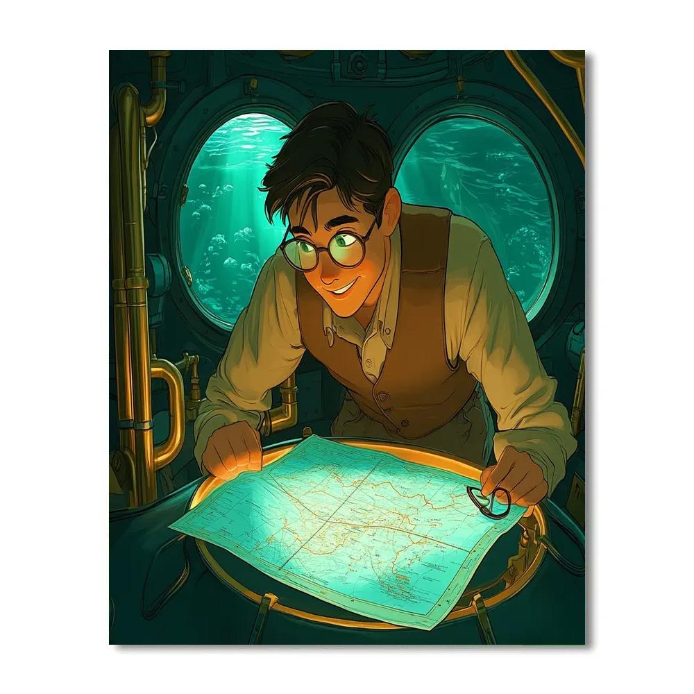 Milo Thatch Submarine Chart Study Disney Inspired paint by numbers