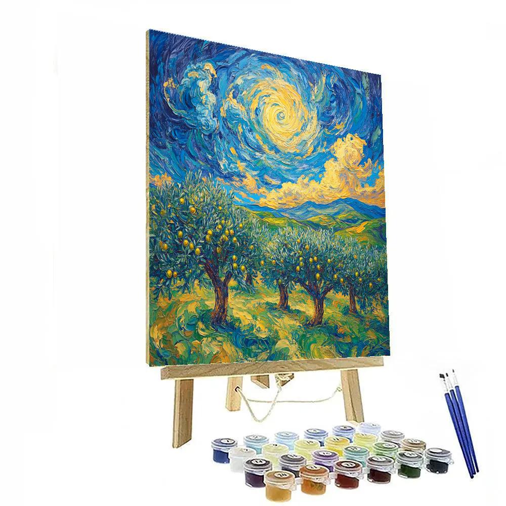 Van Gogh Inspired Olive Grove paint by number