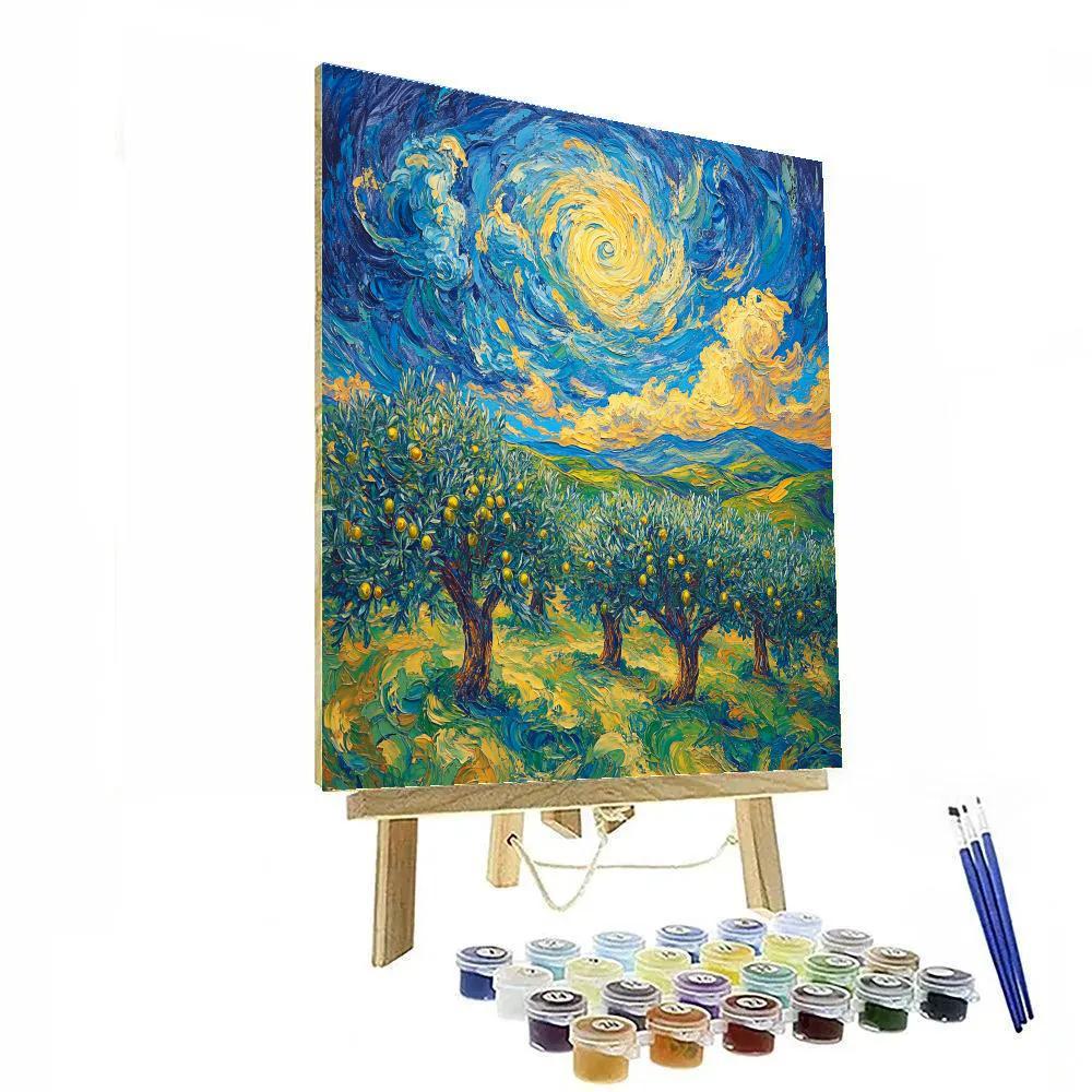 Van Gogh Inspired Olive Grove paint by number