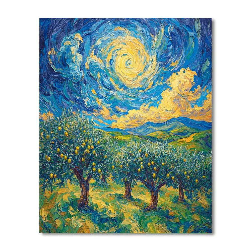 Van Gogh Inspired Olive Grove paint by number