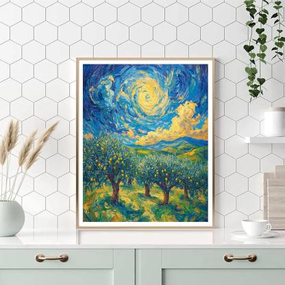 Van Gogh Inspired Olive Grove paint by number