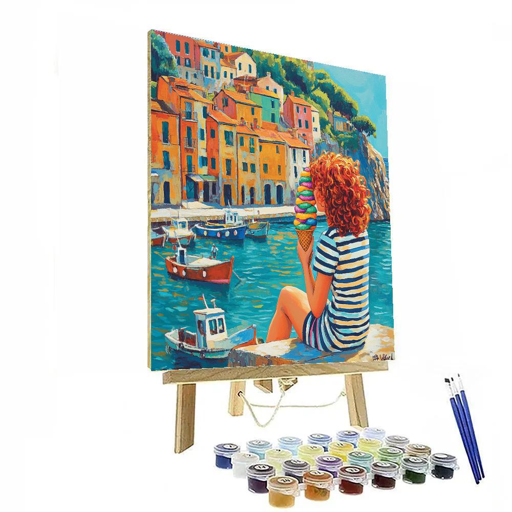 Giulia Seaside Gelato Break Disney Inspired Painting by numbers kit
