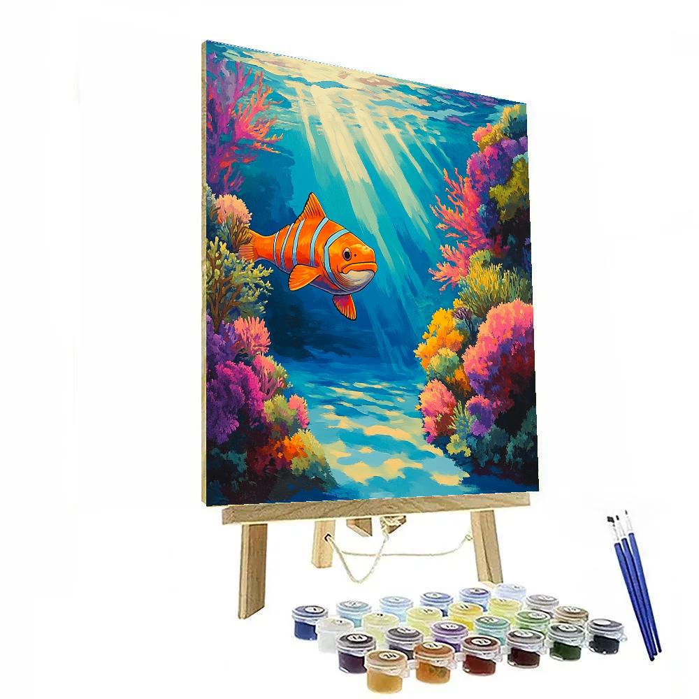 Marlin Reef Edge Watchful Swim Disney Inspired Number painting