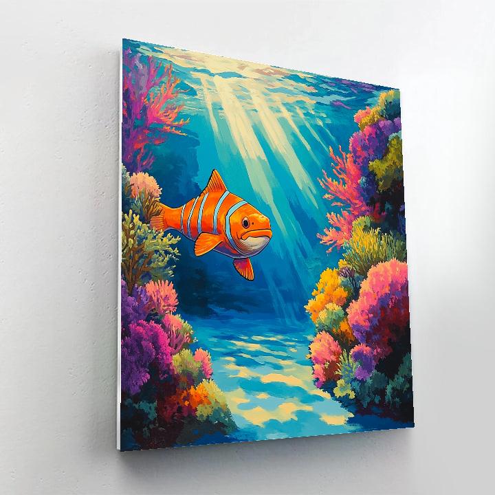Marlin Reef Edge Watchful Swim Disney Inspired Number painting