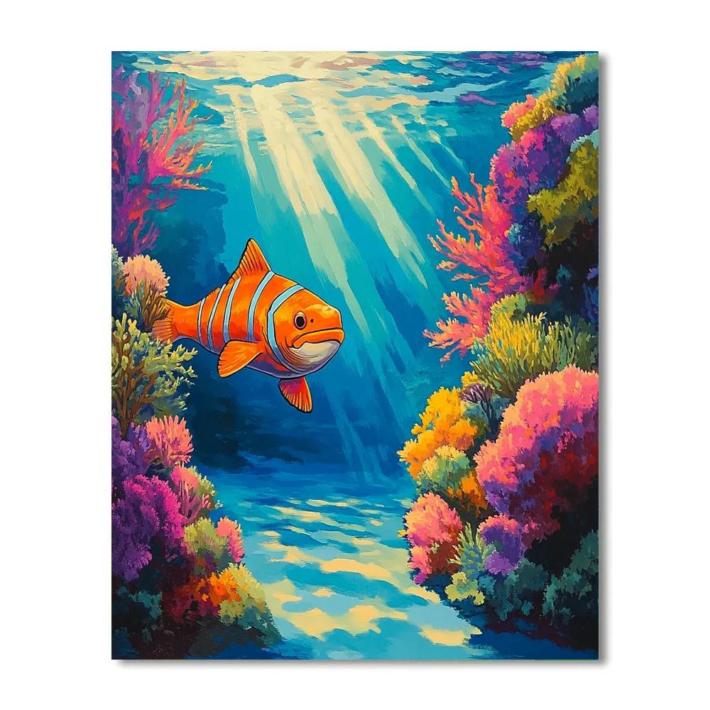 Marlin Reef Edge Watchful Swim Disney Inspired Number painting
