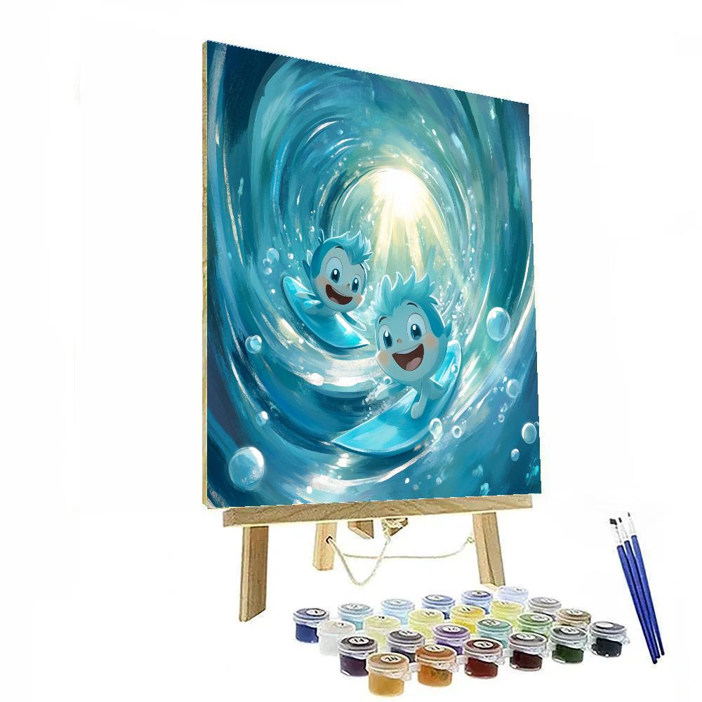 Crush And Squirt Tunnel Current Ride Disney Inspired Number painting