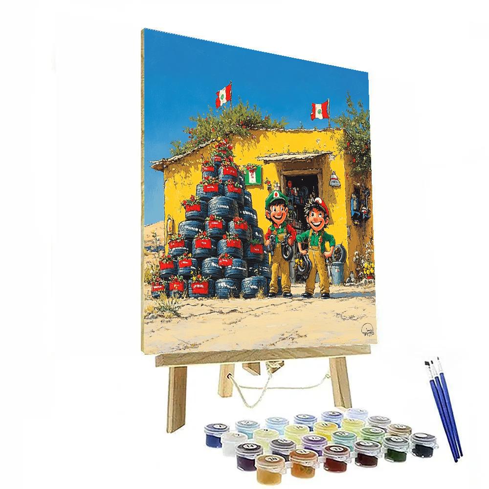 Luigi And Guido Tire Shop Spin Fun Disney Inspired paint by numbers