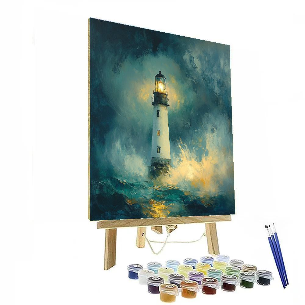 JMW Turner Inspired Lighthouse Storm Paint by numbers art
