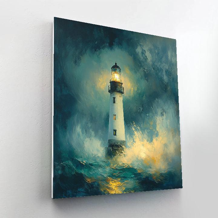 JMW Turner Inspired Lighthouse Storm Paint by numbers art