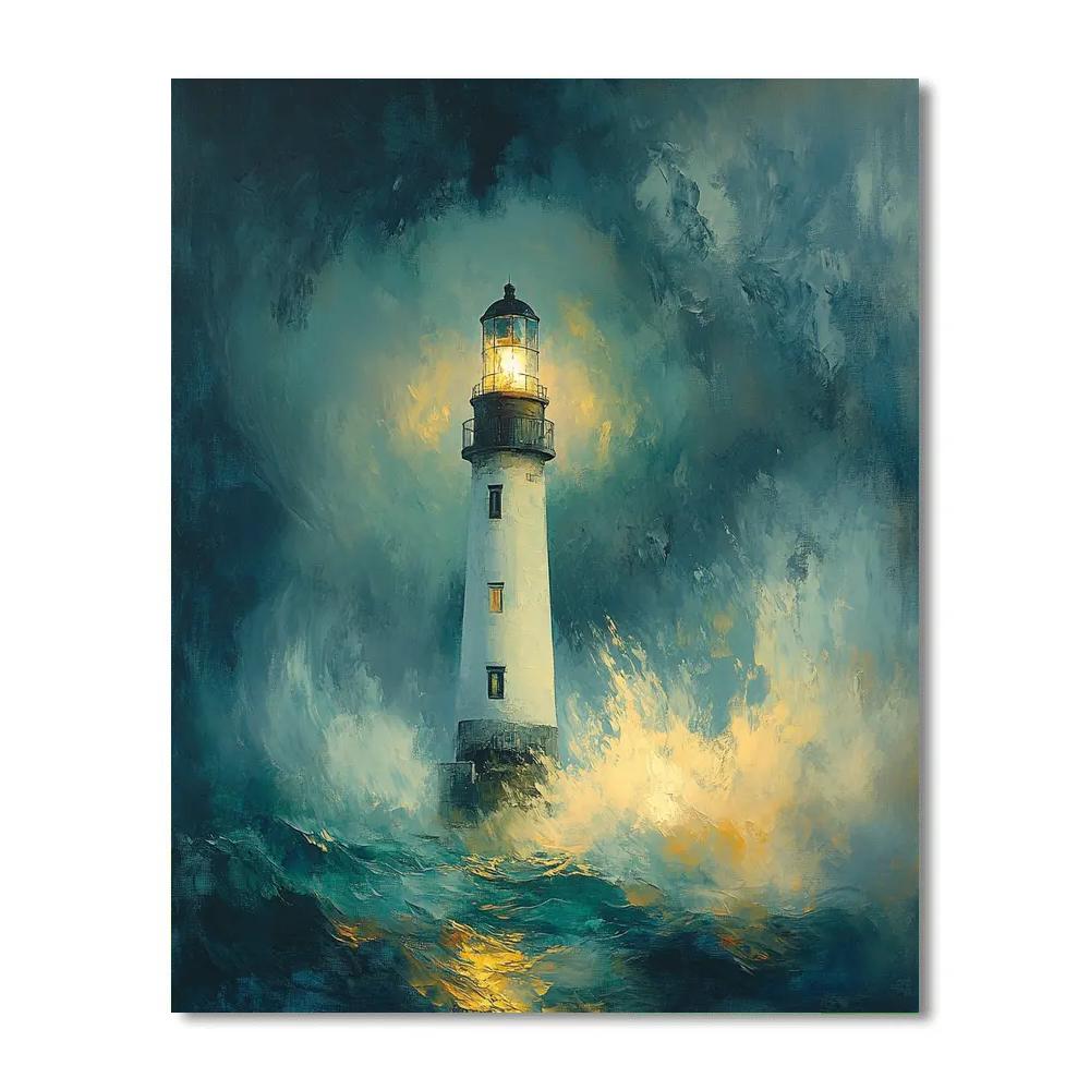 JMW Turner Inspired Lighthouse Storm Paint by numbers art