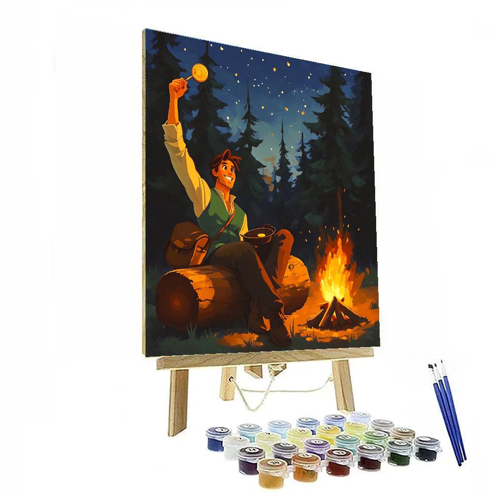 Flynn Rider Forest Campfire Story Glow Disney Inspired painting number kit
