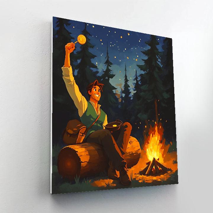 Flynn Rider Forest Campfire Story Glow Disney Inspired painting number kit