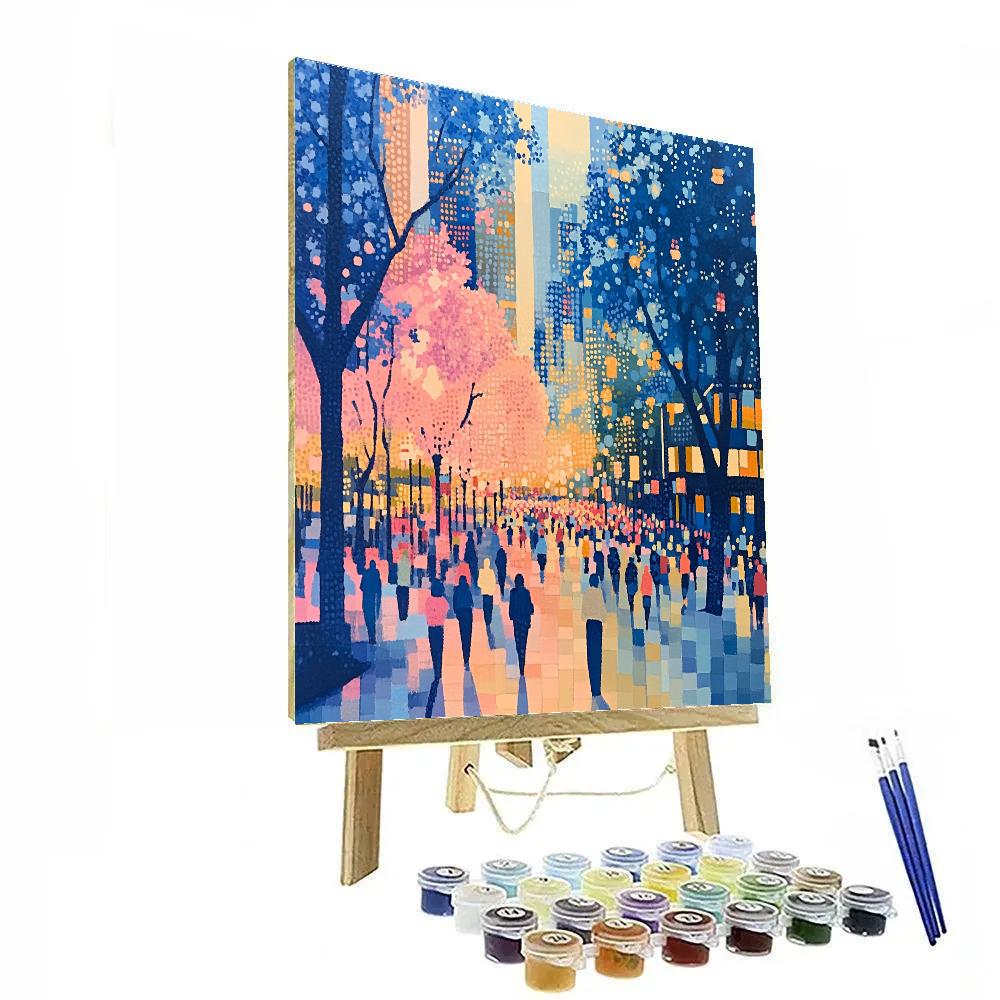 Georges Seurat Inspired Evening Promenade paint by numbers