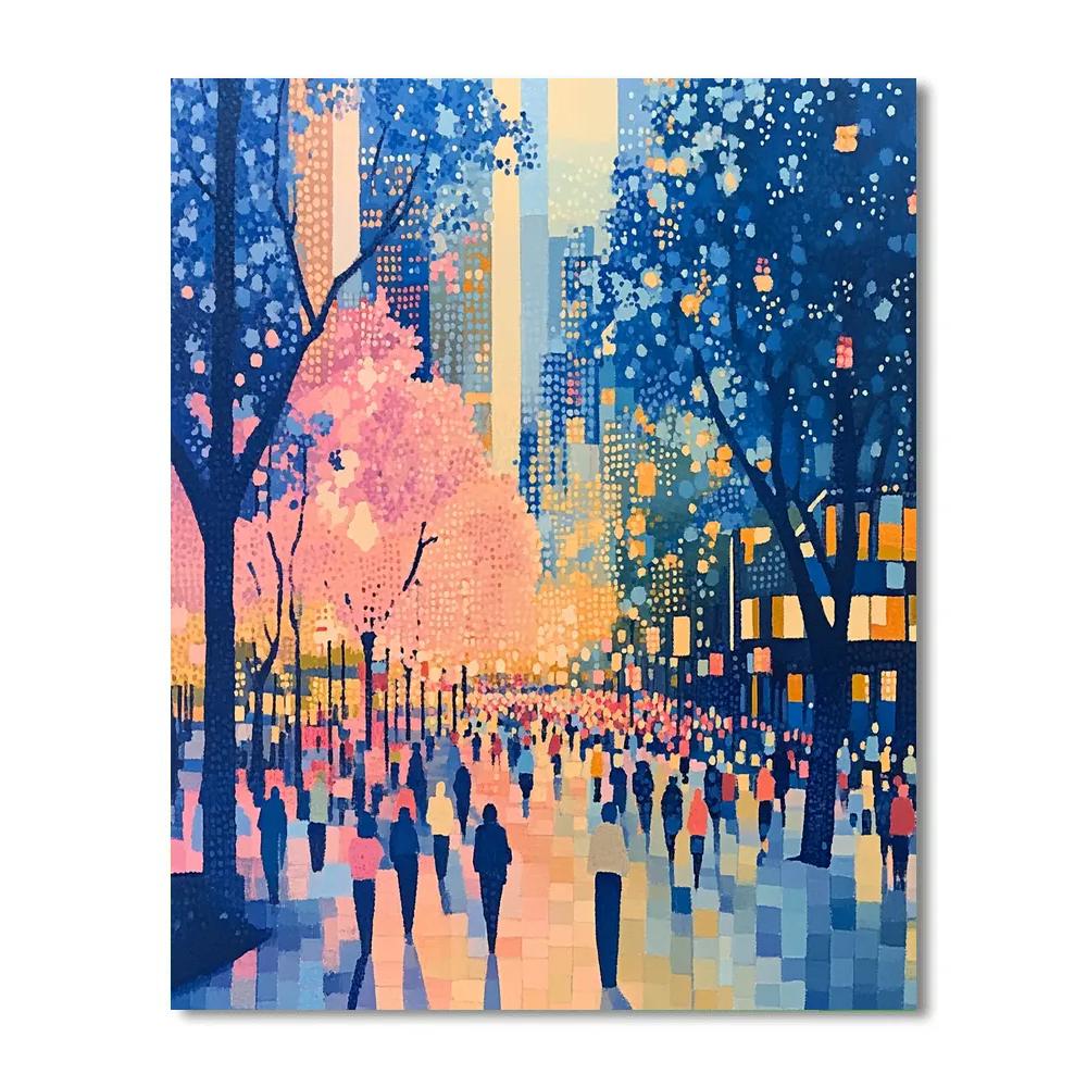 Georges Seurat Inspired Evening Promenade paint by numbers