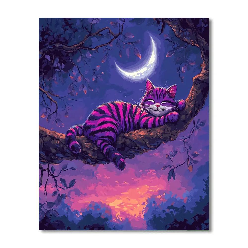 Cheshire Cat Moon Branch Grin Disney Inspired Paint by numbers art
