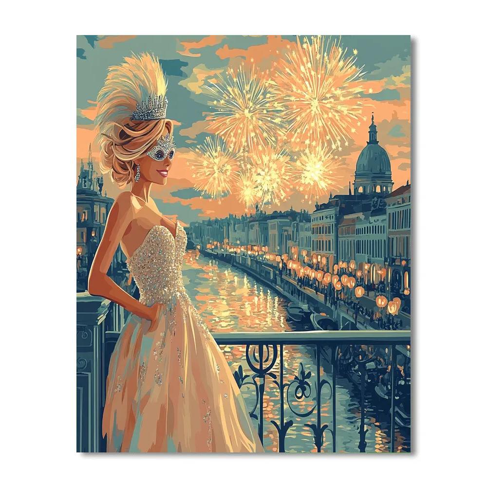 Charlotte LaBouff Masquerade Balcony Dream Disney Inspired paint by numbers