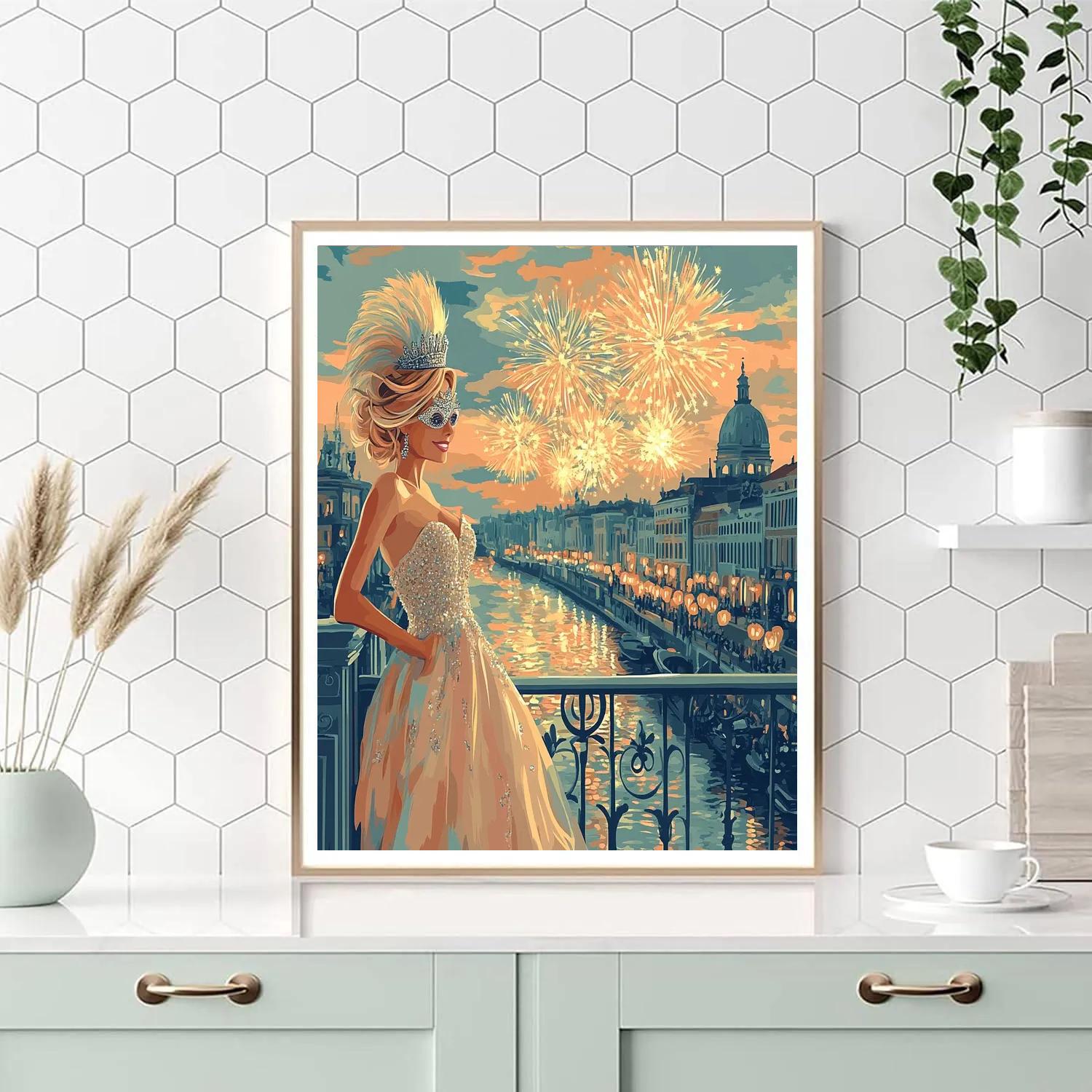 Charlotte LaBouff Masquerade Balcony Dream Disney Inspired paint by numbers