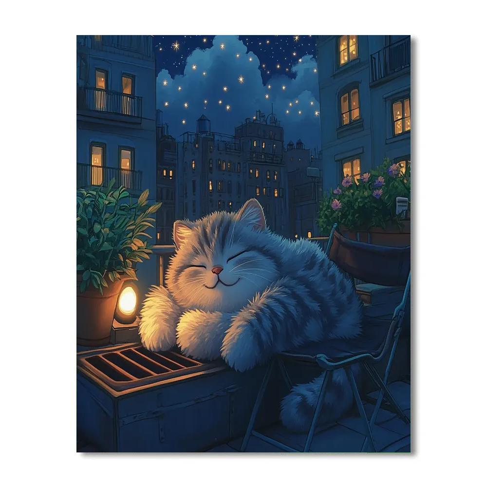 Mr Mittens City Rooftop Star Nap Disney Inspired DIY paint by numbers