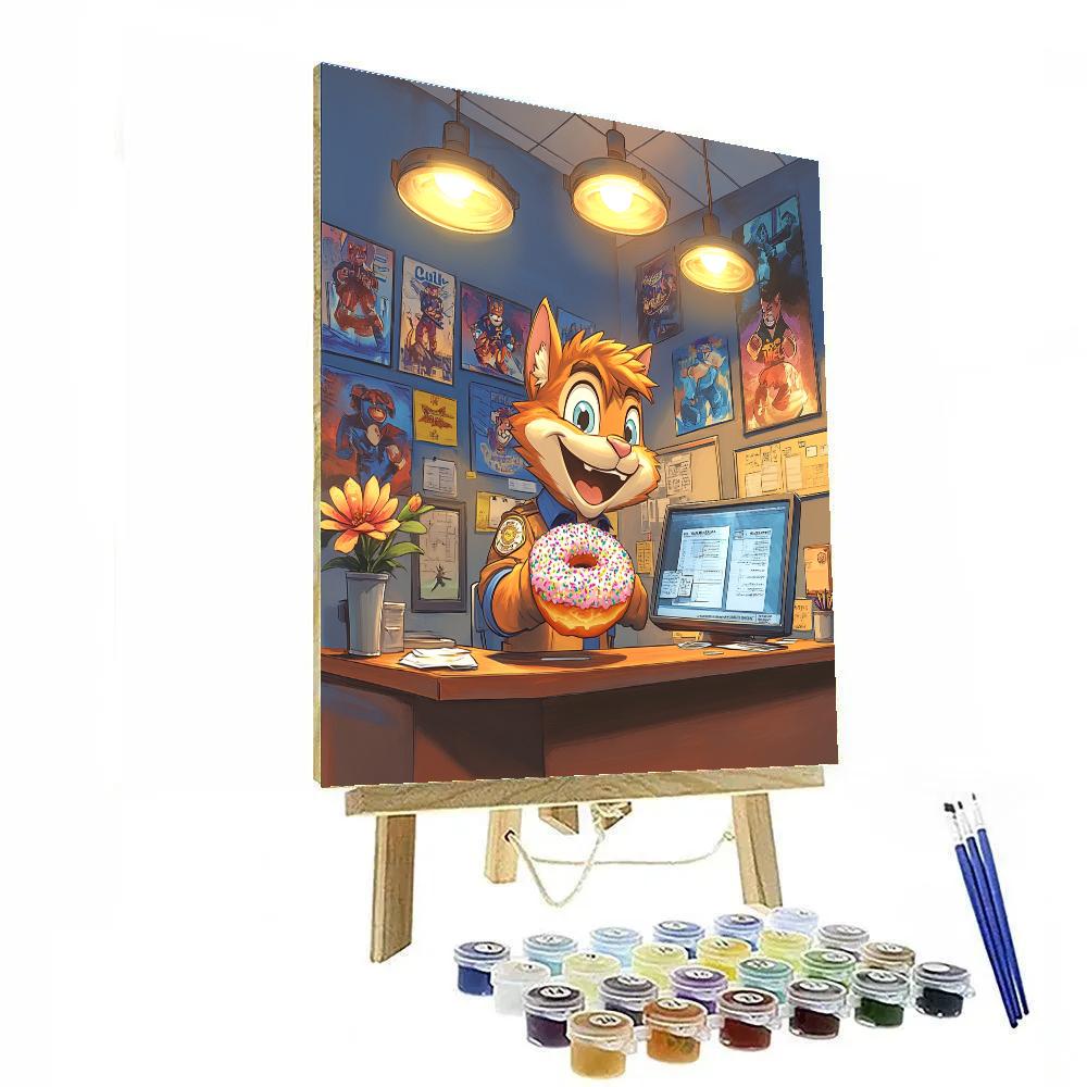 Clawhauser Donut Desk Dance Disney Inspired Numbered painting kits
