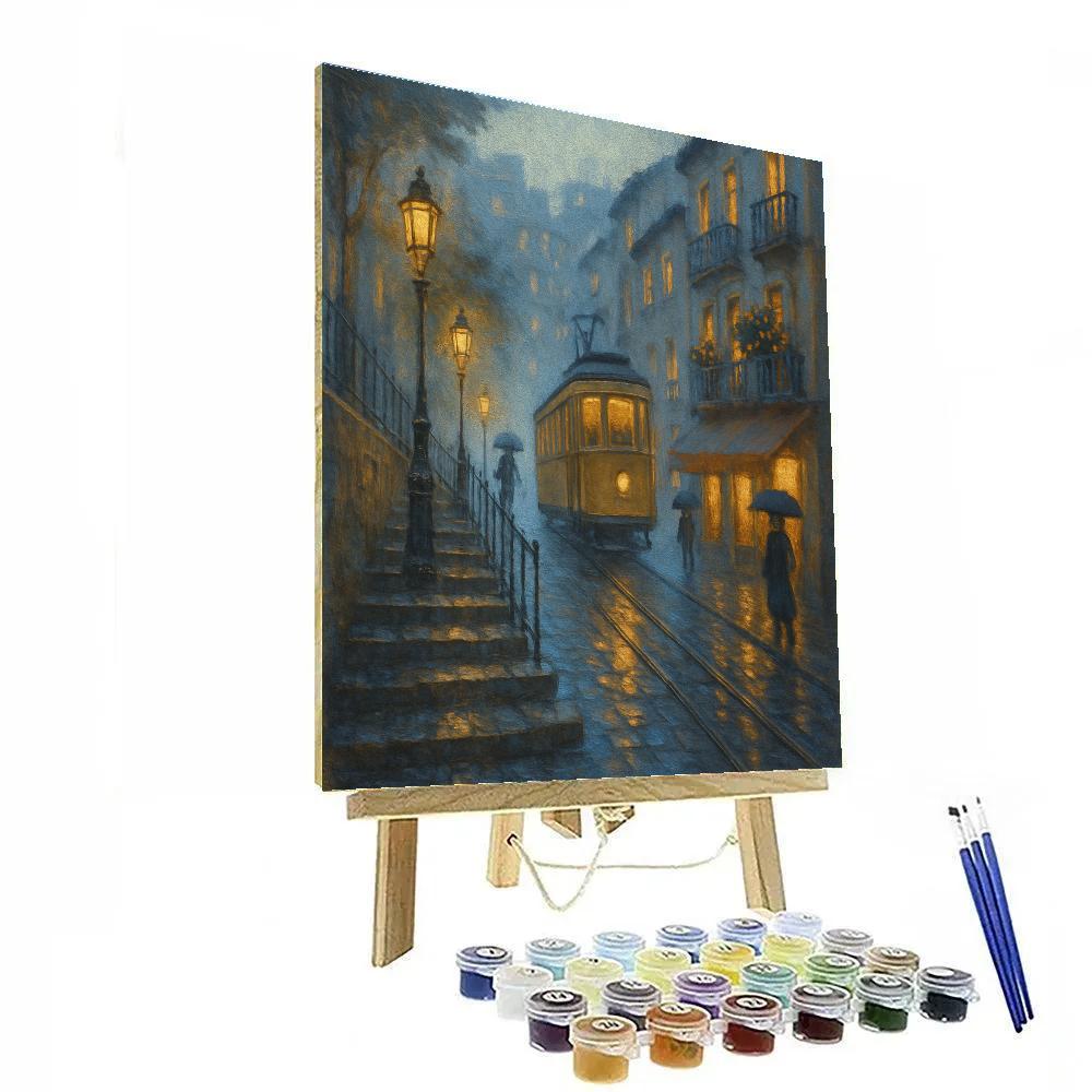 Lantern Mist Over The Hillside Tramway paint by color