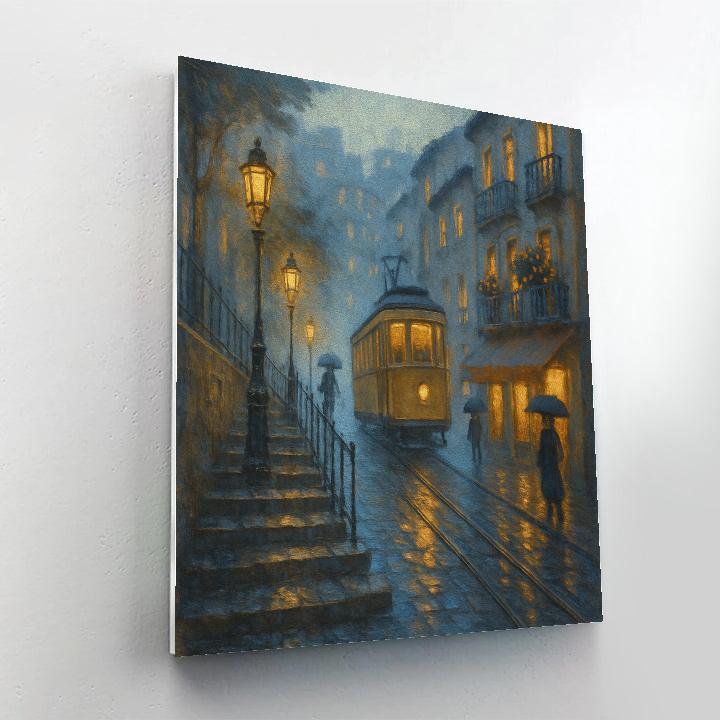 Lantern Mist Over The Hillside Tramway paint by color