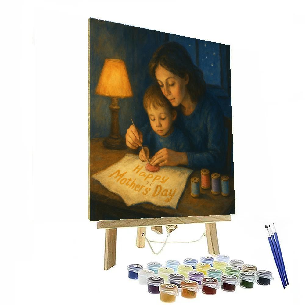 Starlit Sewing Lesson With Mom Painting by numbers kit