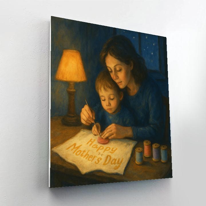 Starlit Sewing Lesson With Mom Painting by numbers kit