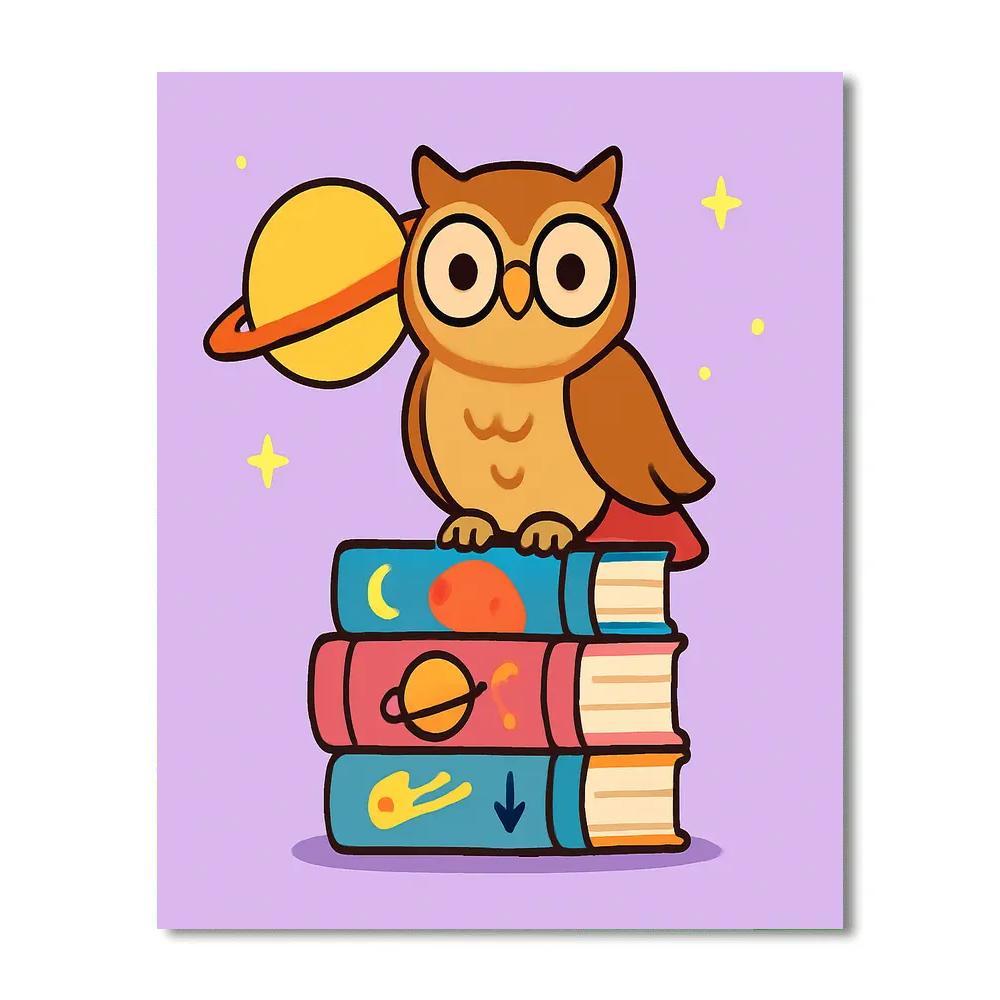 The Owl Librarian Of Planet Rings paint by number