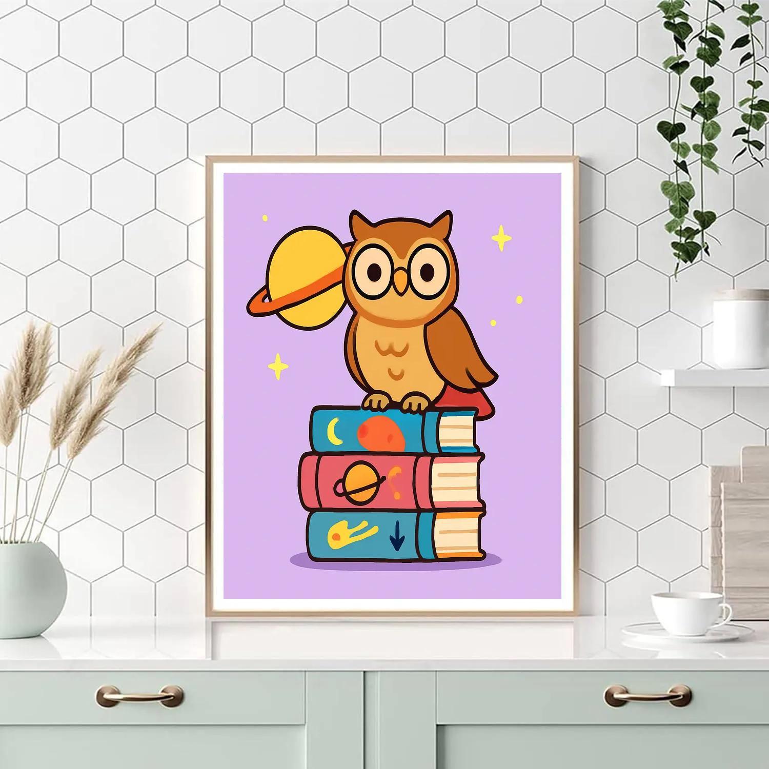 The Owl Librarian Of Planet Rings paint by number