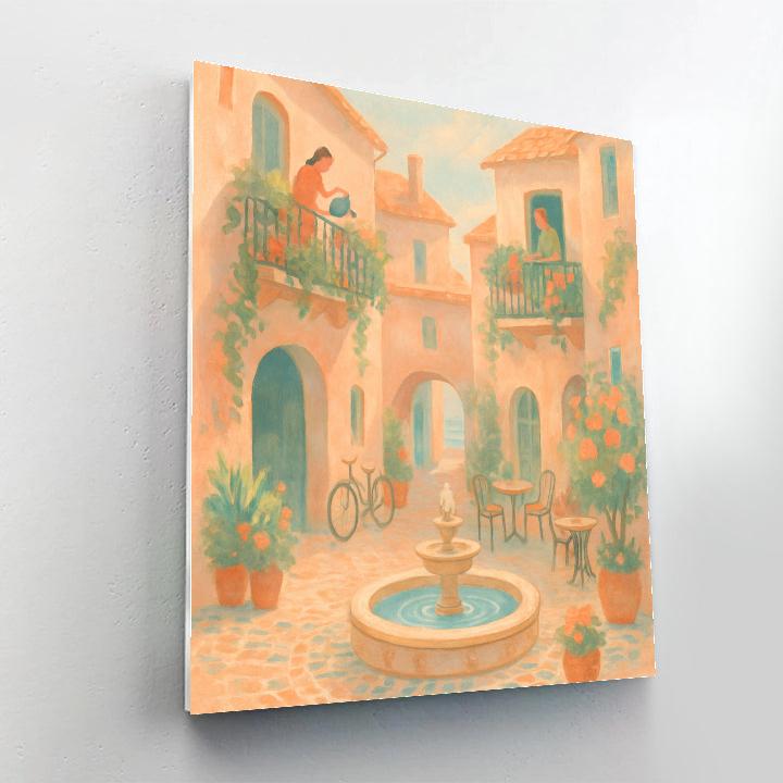 Sunlit Courtyard Of Balcony Gardens Number painting