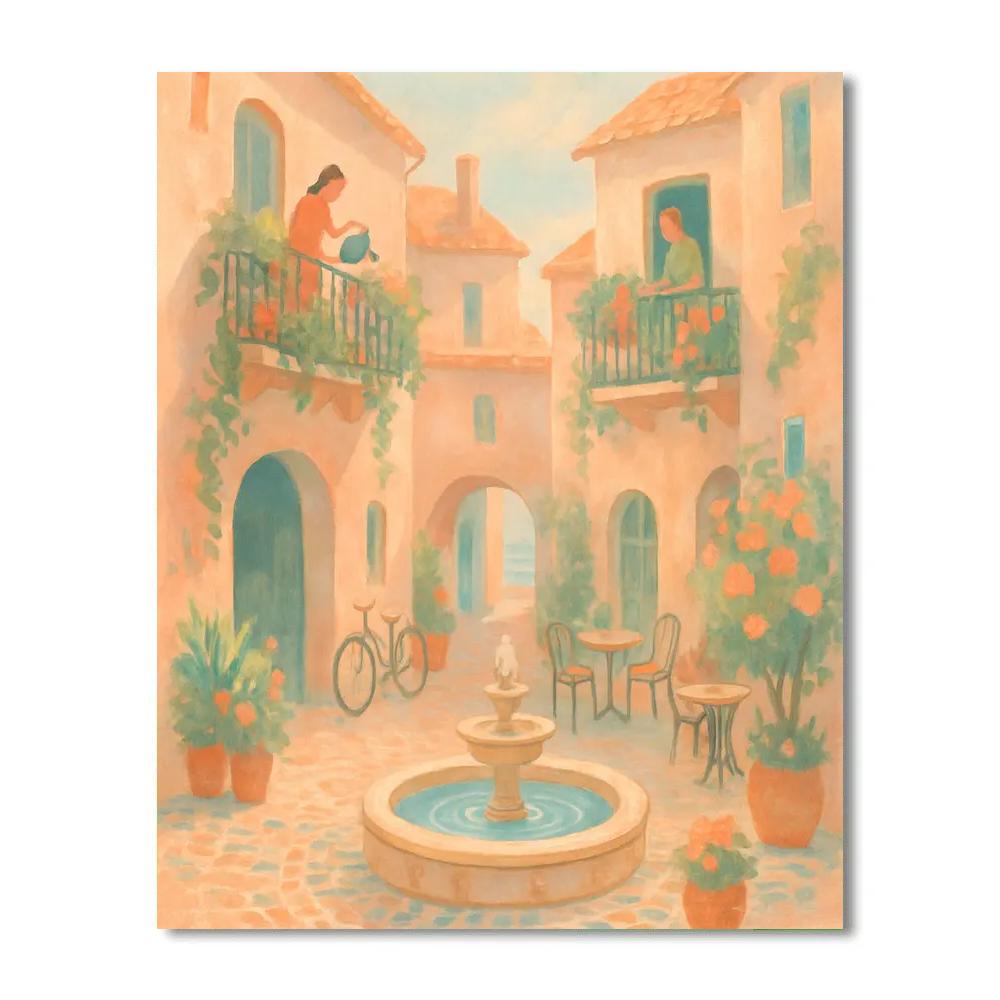 Sunlit Courtyard Of Balcony Gardens Number painting