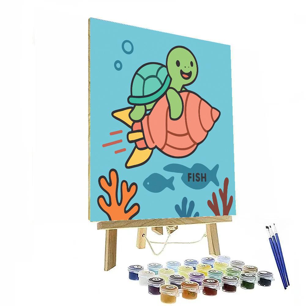 Coral Reef Rocket Turtle Mission DIY paint by numbers