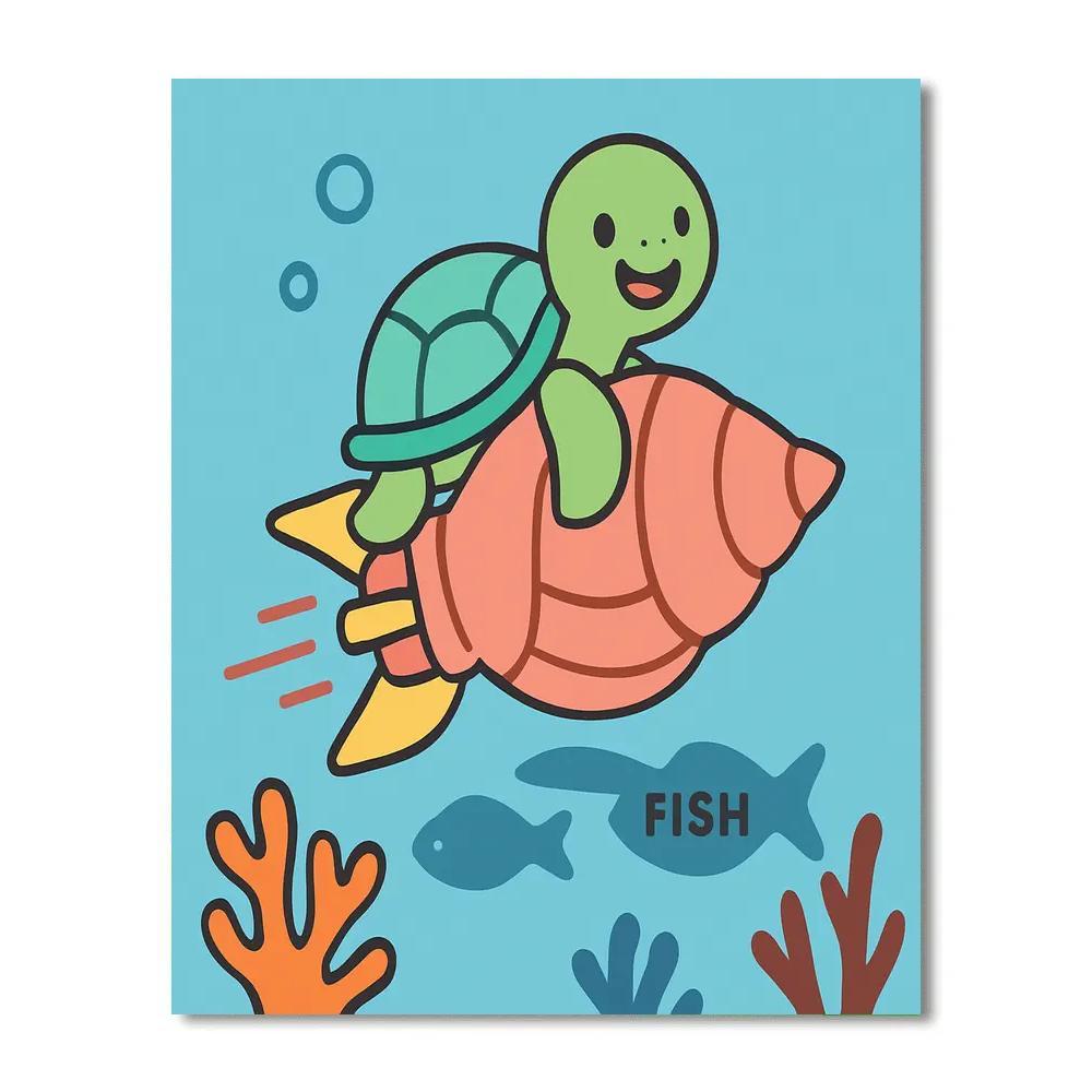 Coral Reef Rocket Turtle Mission DIY paint by numbers