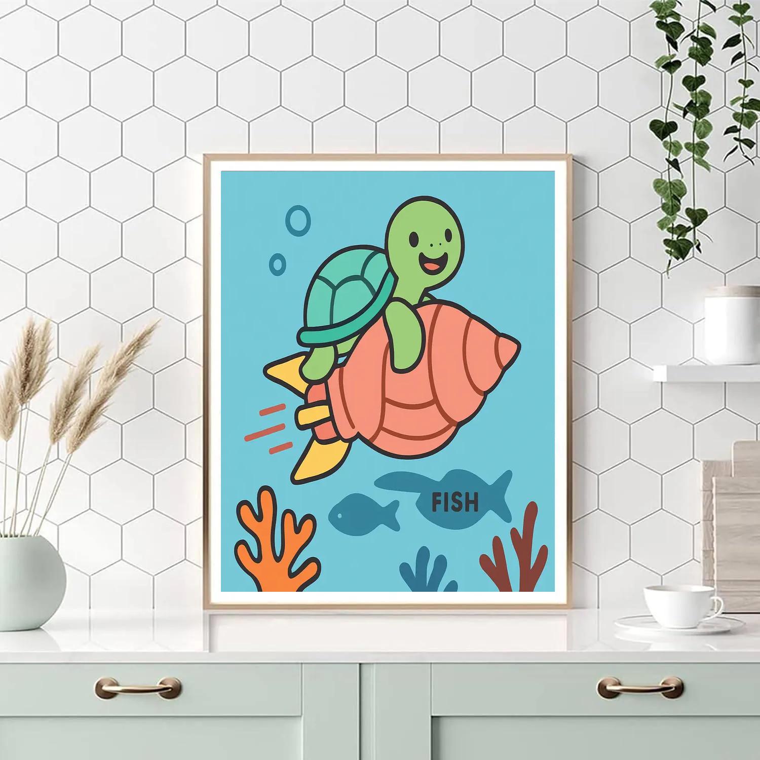 Coral Reef Rocket Turtle Mission DIY paint by numbers