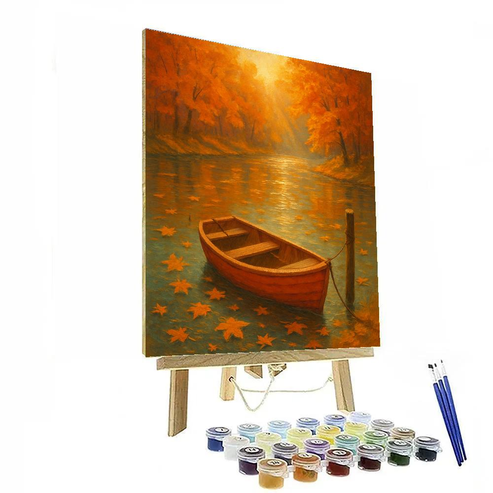 Autumn Rowboat Under Maple Glow painting number kit